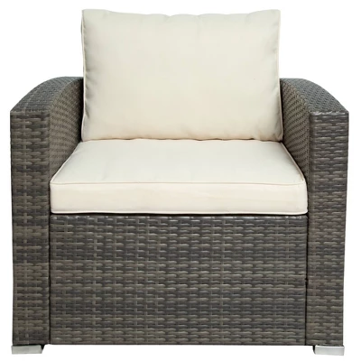 7pc Wicker Patio Seating Set With Cushions & Storage Box - Gray/Beige - GODEER 11 7pc Wicker Patio Seating Set With Cushions & Storage Box - Gray/Beige - GODEER - Image 9