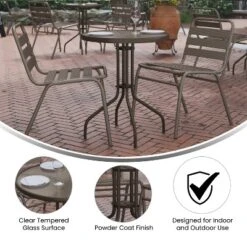 Flash Furniture Lila 23.75'' Round Glass Metal Table With 2 Metal Aluminum Slat Stack Chairs 21 Flash Furniture Lila 23.75'' Round Glass Metal Table With 2 Metal Aluminum Slat Stack Chairs -Sunnydaze Decor Store GUEST e2d7e7b3 25cb 4011 b405 05aea2d9366c