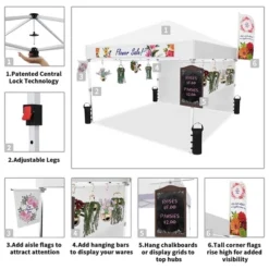 Crown Shades 10' X 10' Base Pop-Up Canopy Polyester Adjustable Legs Instant Folding Canopy Tent With Sidewall And Carry Bag, White -Sunnydaze Decor Store GUEST e2e8c6ad dc8d 4c68 a77f 30846ccca370