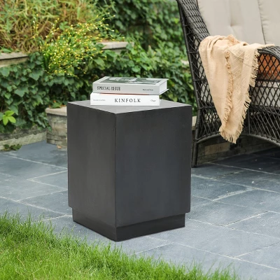 LuxenHome Gray Cement Indoor Outdoor Square Side Table 3 LuxenHome Gray Cement Indoor Outdoor Square Side Table