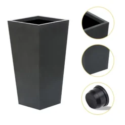LuxenHome Square Tapered 24.2" Tall Planter Black 24 LuxenHome Square Tapered 24.2" Tall Planter Black -Sunnydaze Decor Store GUEST e381e089 d282 4d84 84ad c788c63e596e