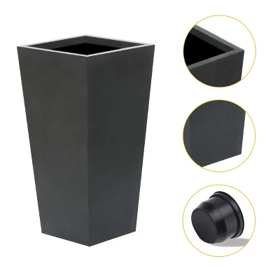 LuxenHome Square Tapered 24.2" Tall Planter Black 10 LuxenHome Square Tapered 24.2" Tall Planter Black - Image 8