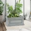 LuxenHome Gray MgO Rectangular Box Flower Pot Planter
