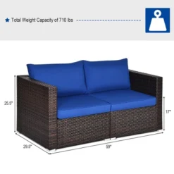 Costway 4PCS Patio Rattan Corner Sofa Sectional Furniture Set Navy Cushion -Sunnydaze Decor Store GUEST e3b3a18c e549 4a39 9e2a 136c5c356c81