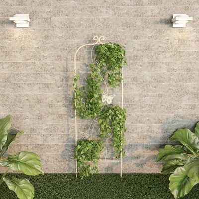 Garden Trellis-For Climbing Plants- 46-Inch White Decorative Leafy Vine & Butterfly Metal Panel-For Roses, Vegetable Plants & Flowers By Pure Garden 8 Garden Trellis-For Climbing Plants- 46-Inch White Decorative Leafy Vine & Butterfly Metal Panel-For Roses, Vegetable Plants & Flowers By Pure Garden - Image 6