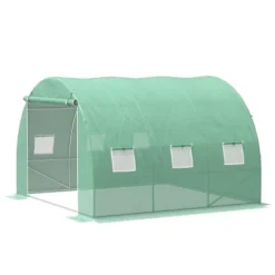 Outsunny Walk-in Tunnel Greenhouse With High-Quality Transparent PE Cover, Zipper Doors, & Windows Green -Sunnydaze Decor Store GUEST e4c6e3fd ff45 4d3b 9032 5114a8f1dfc4