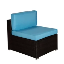 5pc Rattan Wicker Outdoor Conversation Set - Gray/Blue - GODEER -Sunnydaze Decor Store GUEST e535dff4 ab1e 4a74 a426 348b82c6b51c