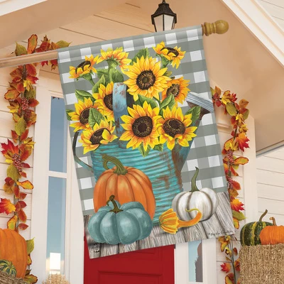Sunflower Watering Can Fall House Flag Pumpkins Floral 28" X 40" Briarwood Lane 4 Sunflower Watering Can Fall House Flag Pumpkins Floral 28" X 40" Briarwood Lane - Image 2