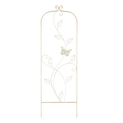 Garden Trellis-For Climbing Plants- 46-Inch White Decorative Leafy Vine & Butterfly Metal Panel-For Roses, Vegetable Plants & Flowers By Pure Garden 5 Garden Trellis-For Climbing Plants- 46-Inch White Decorative Leafy Vine & Butterfly Metal Panel-For Roses, Vegetable Plants & Flowers By Pure Garden - Image 3