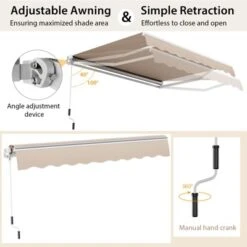 Costway Retractable Patio Awning Aluminum Deck Sunshade Shelter Outdoor Beige -Sunnydaze Decor Store GUEST e722ad3e 2372 426a 89a5 0f1a24990ec8