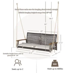Tangkula 2-Seat Rattan Porch Swing Chair Outdoor Wicker Swing Bench W/ Seat Cushion 18 Tangkula 2-Seat Rattan Porch Swing Chair Outdoor Wicker Swing Bench W/ Seat Cushion -Sunnydaze Decor Store GUEST e7cd302c 553c 4a84 94d4 bfb305d95cdc