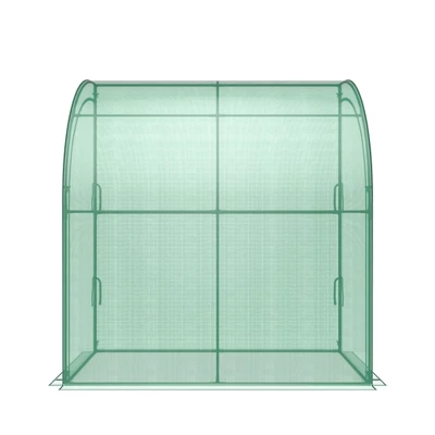 Costway 7'x 3.5'x 7' Lean-to Greenhouse Portable Wall House With Green PE Cover And Shelf 9 Costway 7'x 3.5'x 7' Lean-to Greenhouse Portable Wall House With Green PE Cover And Shelf - Image 7