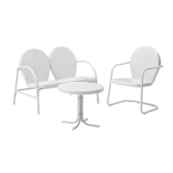 Griffith 3pc Outdoor Conversation Set With Loveseat, Arm Chair & Accent Table - White - Crosley 12 Griffith 3pc Outdoor Conversation Set With Loveseat, Arm Chair & Accent Table - White - Crosley -Sunnydaze Decor Store GUEST e834e7f3 99e8 4601 9d36 49e185a5868d