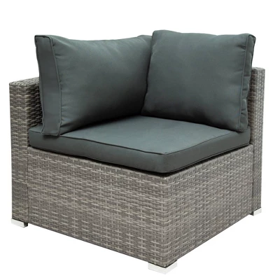 7pc Wicker Patio Seating Set With Cushions & Storage Box - Gray - GODEER 6 7pc Wicker Patio Seating Set With Cushions & Storage Box - Gray - GODEER - Image 4
