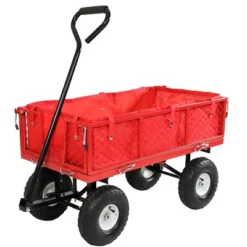Sunnydaze Decor Sunnydaze Outdoor Lawn And Garden Heavy-Duty Steel Utility Cart With Removable Sides And Weather-Resistant Polyester Liner -Sunnydaze Decor Store GUEST e896d862 1935 40c3 a6fb 0ec56c619a97