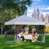 SUGIFT 10 Ft. X 10 Ft. White Gazebo Pop Up Canopy With Mesh Curtains 2 SUGIFT 10 Ft. X 10 Ft. White Gazebo Pop Up Canopy With Mesh Curtains -Sunnydaze Decor Store GUEST e8bd29a4 3510 4041 bfed a4f17b836650