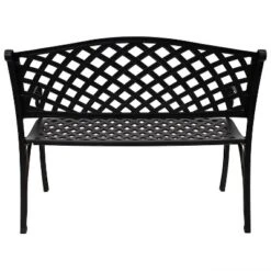 Sunnydaze Decor Sunnydaze 2-Person Checkered Design Cast Aluminum Outdoor Patio Bench, Black -Sunnydaze Decor Store GUEST e9199545 614a 45fa bc83 71bf1ec2dd99