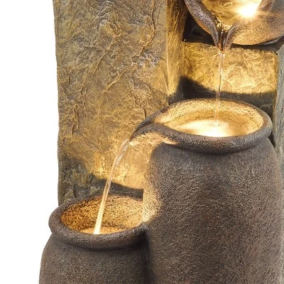 43" Indoor/Outdoor Pottery Fountain With Replaceable LED Lights Brown - Alpine Corporation 9 43" Indoor/Outdoor Pottery Fountain With Replaceable LED Lights Brown - Alpine Corporation - Image 7