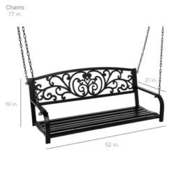 Best Choice Products 2-Person Metal Outdoor Porch Swing, Hanging Steel Patio Bench W/ Floral Accent - Black -Sunnydaze Decor Store GUEST e9897e0e d52d 42ba 8743 617485658451
