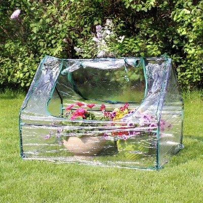 Sunnydaze Decor Sunnydaze Mini Greenhouse With 2 Zippered Side Doors - Clear 3 Sunnydaze Decor Sunnydaze Mini Greenhouse With 2 Zippered Side Doors - Clear