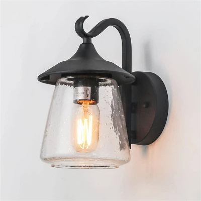 9.8" Metal/Glass Outdoor Lamp Black - LNC 9 9.8" Metal/Glass Outdoor Lamp Black - LNC - Image 7