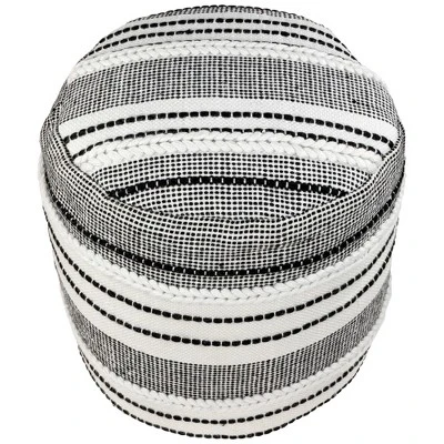 Northlight 18" White And Black Striped Outdoor Woven Pouf Ottoman 5 Northlight 18" White And Black Striped Outdoor Woven Pouf Ottoman - Image 3