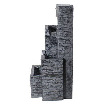 Northlight 32.25" Black And Gray Lighted Three-tier Outdoor Garden Water Fountain 5 Northlight 32.25" Black And Gray Lighted Three-tier Outdoor Garden Water Fountain - Image 3
