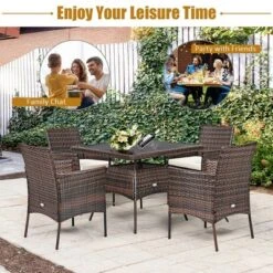 Costway 5PCS Patio Rattan Dining Furniture Set Armrest Sofa Chair Glass Table 13 Costway 5PCS Patio Rattan Dining Furniture Set Armrest Sofa Chair Glass Table -Sunnydaze Decor Store GUEST eb63e6d6 6f2a 4caf 8b5a 3cce8c1ab02e