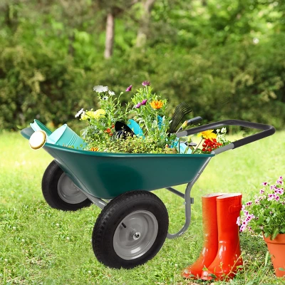 Nature Spring 2-Wheeled Garden Wheelbarrow For Residential DIY Landscaping, Lawn Care, And Remodeling 3 Nature Spring 2-Wheeled Garden Wheelbarrow For Residential DIY Landscaping, Lawn Care, And Remodeling