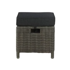 Asti Wicker Outdoor 15" Square Ottomans With Cushions - Gray - Alaterre Furniture -Sunnydaze Decor Store GUEST ecd1c9f1 3746 4eff 8ef7 7a1c340e9124