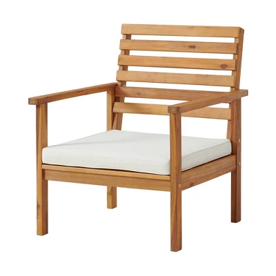 Orwell 2pk Acacia Wood Patio Chairs With Cushions - Natural - Alaterre Furniture 4 Orwell 2pk Acacia Wood Patio Chairs With Cushions - Natural - Alaterre Furniture - Image 2