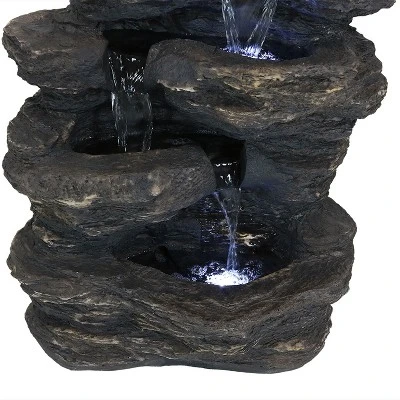 Sunnydaze Decor Sunnydaze 24"H Electric Polystone Rock Falls Waterfall Outdoor Water Fountain With LED Lights 6 Sunnydaze Decor Sunnydaze 24"H Electric Polystone Rock Falls Waterfall Outdoor Water Fountain With LED Lights - Image 4
