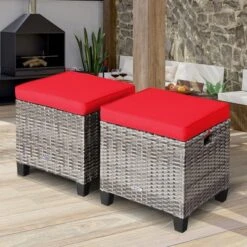 Costway 2PCS Patio Rattan Cushioned Ottoman Seat Foot Rest Table -Sunnydaze Decor Store GUEST ee9ee2d4 6f8a 4c58 a155 d0ac3909ecae