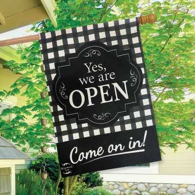 We Are Open Burlap House Flag Everyday Checkered 28" X 40" Briarwood Lane 4 We Are Open Burlap House Flag Everyday Checkered 28" X 40" Briarwood Lane - Image 2