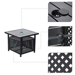 3pc Wrought Iron Patio Dining Set With Square Table With Umbrella Hole & Swivel Chairs - Captiva Designs 13 3pc Wrought Iron Patio Dining Set With Square Table With Umbrella Hole & Swivel Chairs - Captiva Designs -Sunnydaze Decor Store GUEST ef85003e a890 49b3 8020 f2ae1447a310