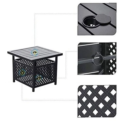 3pc Wrought Iron Patio Dining Set With Square Table With Umbrella Hole & Swivel Chairs - Captiva Designs 5 3pc Wrought Iron Patio Dining Set With Square Table With Umbrella Hole & Swivel Chairs - Captiva Designs - Image 3