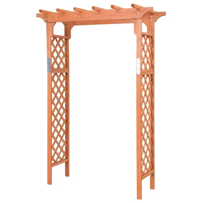 Costway Arbor Over 7FT High Wooden Garden Arch Trellis Pergola Outdoor Patio Plant 5 Costway Arbor Over 7FT High Wooden Garden Arch Trellis Pergola Outdoor Patio Plant - Image 3