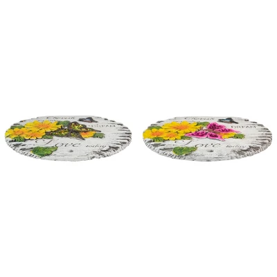 Northlight Set Of 2 "Love Today" Outdoor Floral Garden Stones 10" 5 Northlight Set Of 2 "Love Today" Outdoor Floral Garden Stones 10" - Image 3