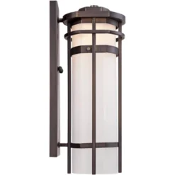 Possini Euro Design Theola Modern Outdoor Wall Light Fixture Bronze LED 16 1/4" Etched Glass Shade For Post Exterior Barn Deck House Porch Yard Patio -Sunnydaze Decor Store GUEST f15419ed 3f9e 477f 887d b850ba1124f9