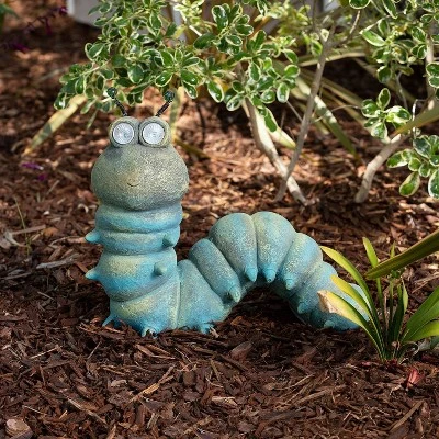 16" Solar Caterpillar Statue With LED Lights - Alpine Corporation 3 16" Solar Caterpillar Statue With LED Lights - Alpine Corporation