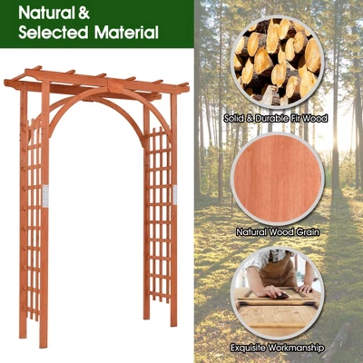 Costway Premium Outdoor Wooden Cedar Arbor Arch Pergola Trellis Wood Garden Yard Lattice 10 Costway Premium Outdoor Wooden Cedar Arbor Arch Pergola Trellis Wood Garden Yard Lattice - Image 8