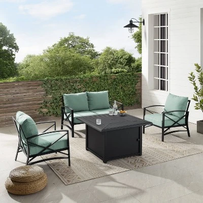 Kaplan 4pc Outdoor Conversation Set With Dante Fire Table - Mist - Crosley 8 Kaplan 4pc Outdoor Conversation Set With Dante Fire Table - Mist - Crosley - Image 6