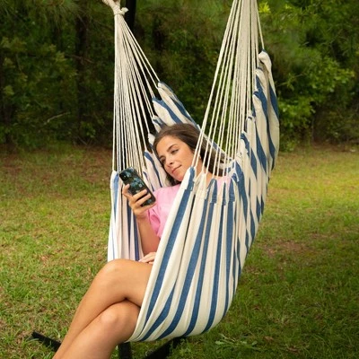 Pillowtop Chair Swing With Spreader Bar Heathered Blue - Threshold™ 3 Pillowtop Chair Swing With Spreader Bar Heathered Blue - Threshold™