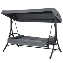 Costway Patio 3-Seat Porch Canopy Swing Converting Grey Cushion Pillow Adjust -Sunnydaze Decor Store GUEST f39da1b5 b672 48ee bd6c b1d89b87a456