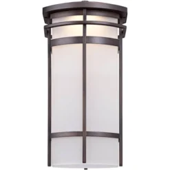 Possini Euro Design Theola Modern Outdoor Wall Light Fixture Bronze LED 16 1/4" Etched Glass Shade For Post Exterior Barn Deck House Porch Yard Patio -Sunnydaze Decor Store GUEST f4136a51 58f1 4a66 86ef c7e33d1ff288