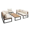 4pc Metal & Wood All Weather Patio Sectional Set - Natural - Saracina Home -Sunnydaze Decor Store GUEST f449b833 16af 42b9 8980 c1fc5b48a8af