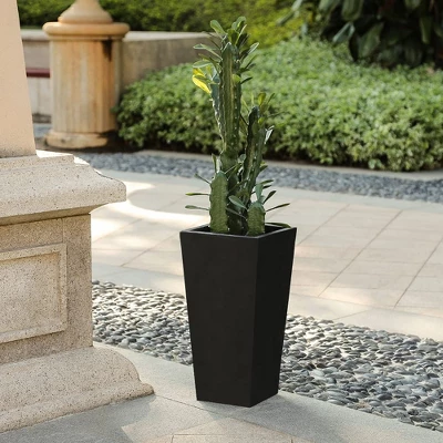 LuxenHome Square Tapered 24.2" Tall Planter Black 13 LuxenHome Square Tapered 24.2" Tall Planter Black - Image 11