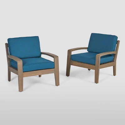 4pc Grenada Acacia Patio Chat Set Gray - Christopher Knight Home 4 4pc Grenada Acacia Patio Chat Set Gray - Christopher Knight Home - Image 2