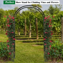 Costway 7.2Ft Garden Arch Steel Arbor Wedding Garden Decoration Climbing Plants W/Stakes -Sunnydaze Decor Store GUEST f5310750 5a81 4b79 bd55 573ad2b6f075