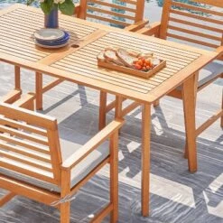 Waimea Honey Slatted Eucalyptus Wood Rectangle Patio Dining Table - Vifah -Sunnydaze Decor Store GUEST f5337993 b23d 47c0 babe bbca9273c40c